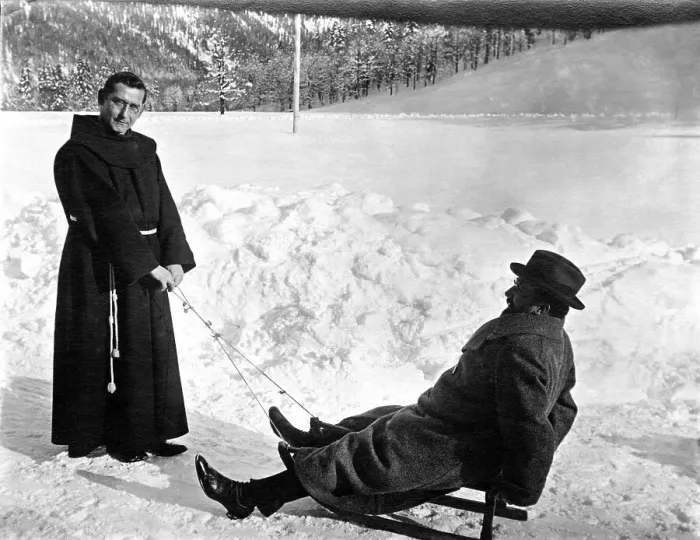 Framed Print : Historic photograph, the monk and his friend Framed Print : Historic photograph, the monk and his friend