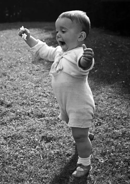 Framed Print : Historic photograph, small boy learning to walk