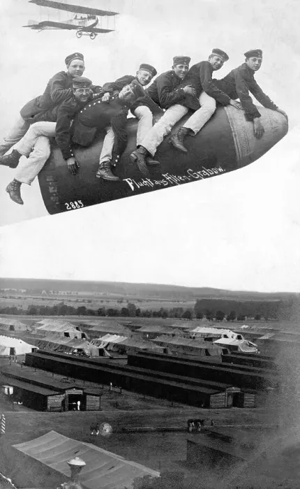 Framed Print : Historic photograph, soldiers sitting on a bomb