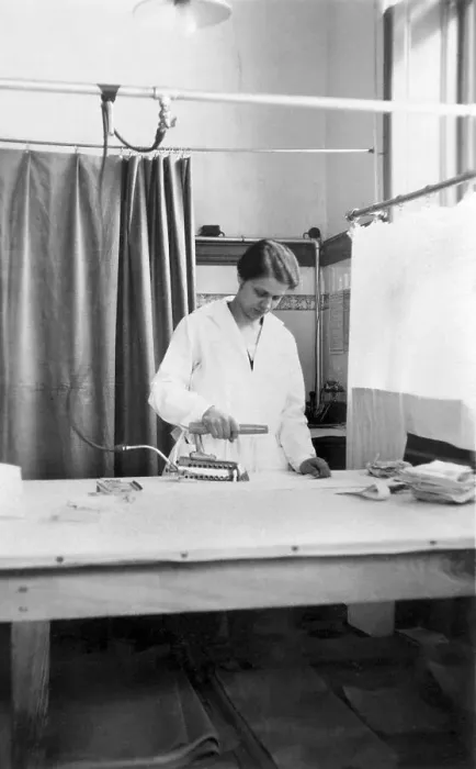 Framed Print : Historic photograph, woman ironing