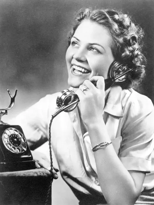 Framed Print : Historic photograph, woman on the phone