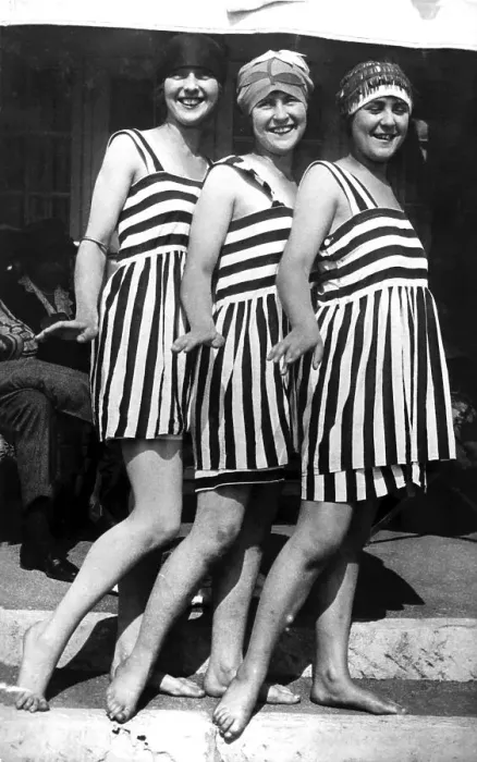Framed Print : Historic photograph, three women in bathing suits