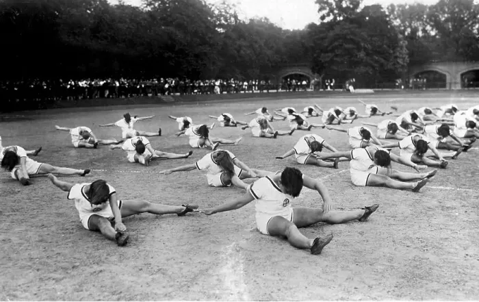 Framed Print : Historic photograph, women doing gymnastics