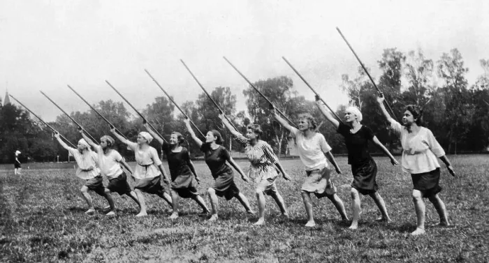 Framed Print : Historic photograph, women throwing javelins Framed Print : Historic photograph, women throwing javelins