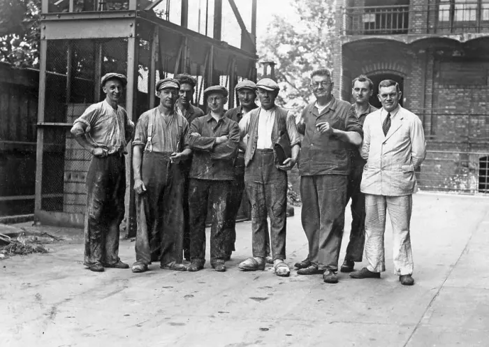 Framed Print : Historic photograph, workmen and boss, around 1927 Framed Print : Historic photograph, workmen and boss, around 1927