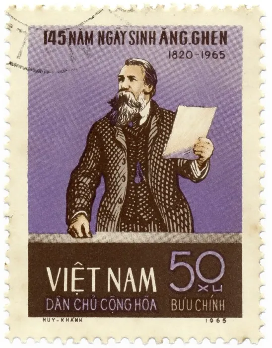 Framed Print : Historic postage stamp, Friedrich Engels
