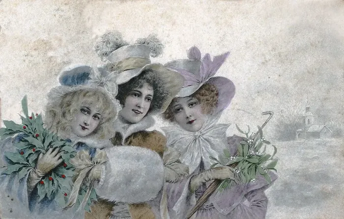 Framed Print : Historic postcard about 1900 Three Graces girls in cloth about 1900