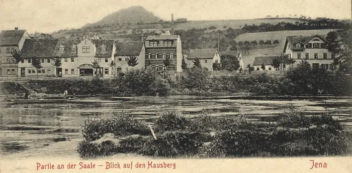 Framed Print : Historic postcard about 1900 Jena Germany Hausberg local mountain above the Saale river