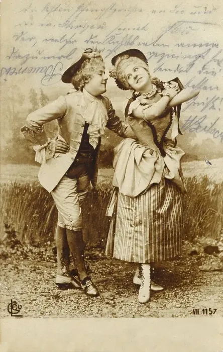 Framed Print : Historic postcard about 1900 young couple Framed Print : Historic postcard about 1900 young couple