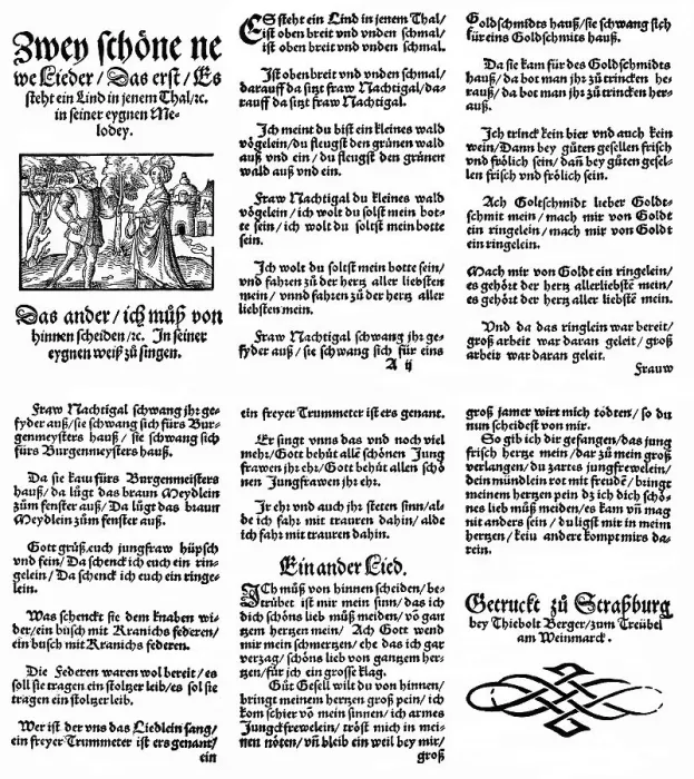 Framed Print : Historic print, 1560, pages from a book of folk songs Framed Print : Historic print, 1560, pages from a book of folk songs