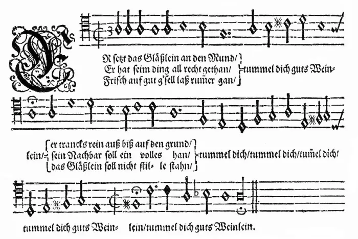 Framed Print : Historic print, 1604, drinking song by Otto Siegfried Harnisch