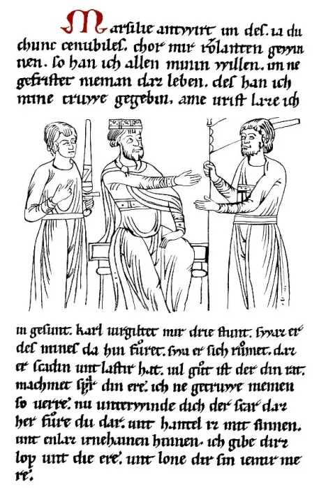 Framed Print : Historic print, manuscript by Pfaffe Konrad