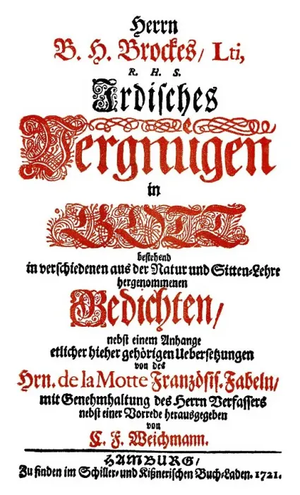 Framed Print : Historic print, title page of Irdisches Vergnuegen in Gott Framed Print : Historic print, title page of Irdisches Vergnuegen in Gott
