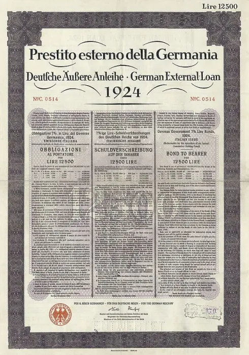 Framed Print : Historic security, German foreign loan