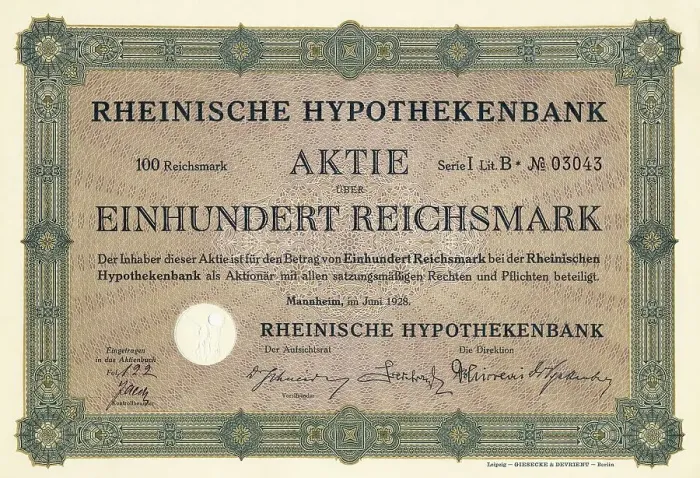 Framed Print : Historic share certificate, 100 reichsmarks