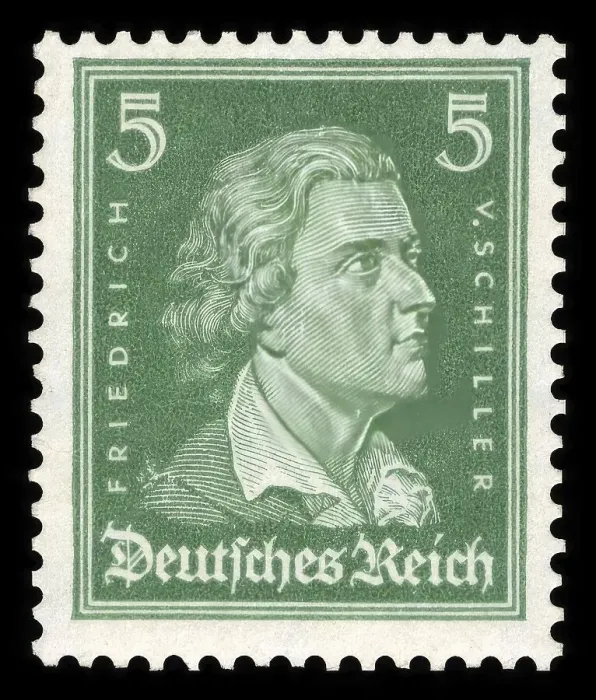 Framed Print : Historic stamp, German Reich, definitive stamp at 5 Pfennig with Friedrich Schiller portrait