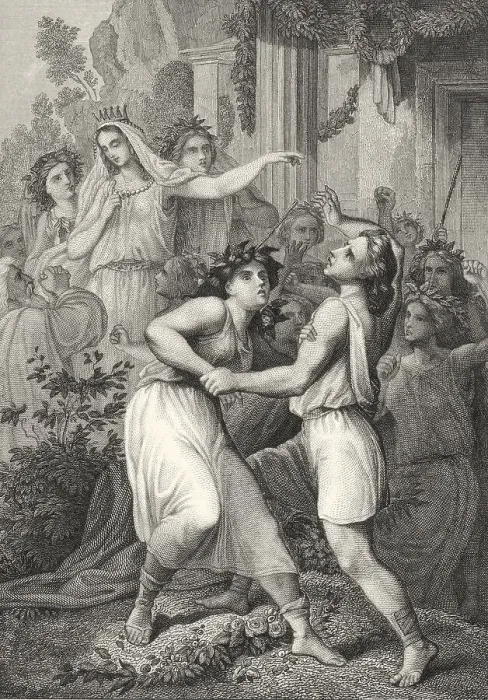 Framed Print : Historic steel engraving, dance of the virgins Framed Print : Historic steel engraving, dance of the virgins