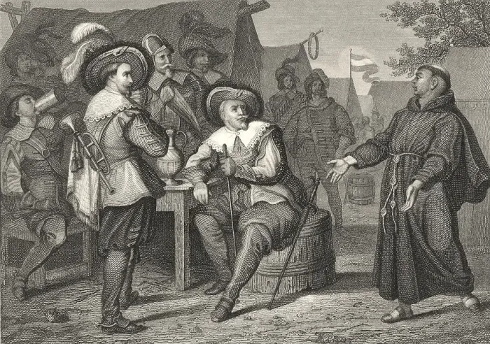 Framed Print : Historic steel engraving, illustration on Wallenstein's Camp