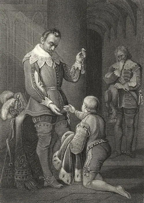 Framed Print : Historic steel engraving, illustration on Wallenstein's Death