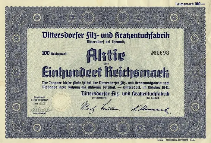 Framed Print : Historic stock certificate, 100 reichsmarks
