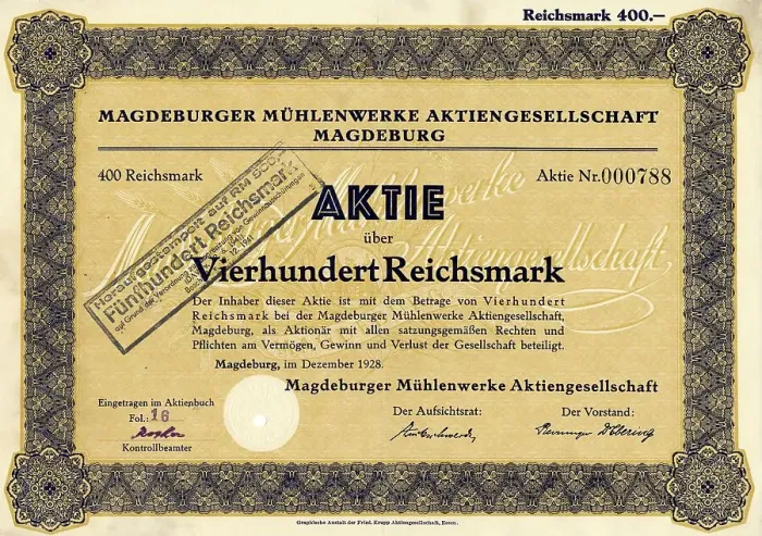 Framed Print : Historic stock certificate, 400 reichsmarks Framed Print : Historic stock certificate, 400 reichsmarks