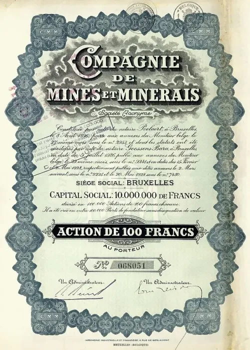 Framed Print : Historic stock certificate, share