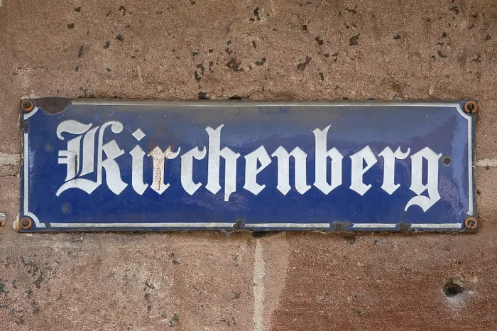 Framed Print : Historic street sign on Kirchenberg