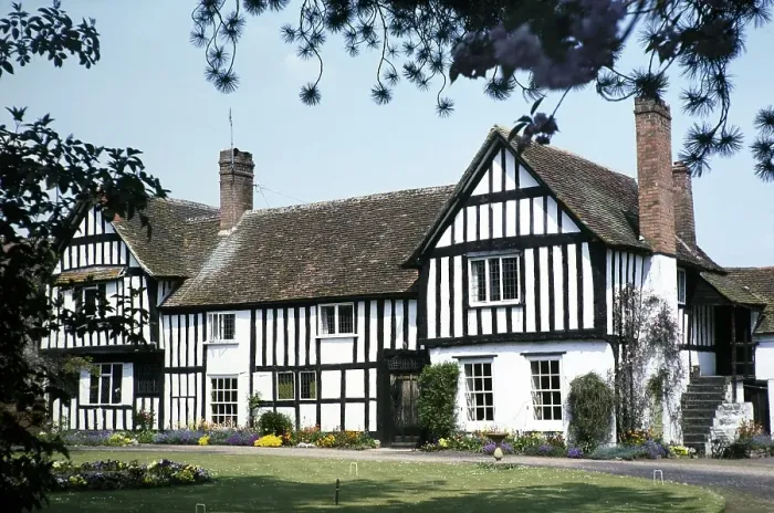 Framed Print : Historic timber-framed building with clay and brick infill, The Old Rectory, Clifford Chambers, Warwickshire, England, Uk 1982 Origins from around 1434 Framed Print : Historic timber-framed building with clay and brick infill, The Old Rectory, Clifford Chambers, Warwickshire, England, Uk 1982 Origins from around 1434