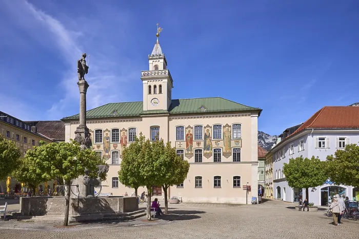 Framed Print : Historic town hall, frescoes, visual artist Josef Hengge Framed Print : Historic town hall, frescoes, visual artist Josef Hengge