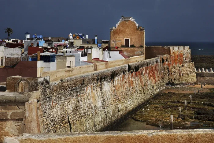 Framed Print : Historic wall over the city overlooking the sea
