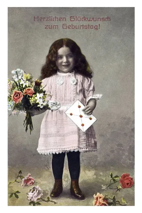 Framed Print : Historical brithday greetings card