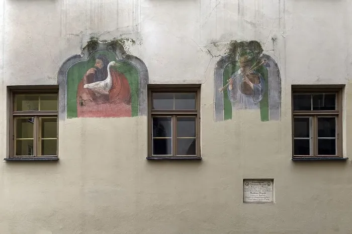 Framed Print : Historical building from the 16th century with murals Framed Print : Historical building from the 16th century with murals