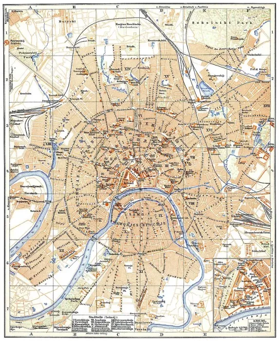 Framed Print : Historical city map, 1896, Moscow, Russia, Europe