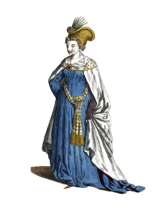 Framed Print : Historical clothing, fashion in the course of time, clothing of a bride from Thessaloniki in 1581, Greece, digitally restored reproduction of a model from the 18th / 19th century, exact date unknown