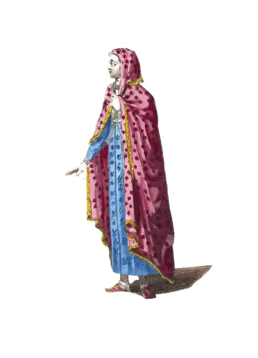 Framed Print : Historical clothing, fashion over time, style of dress of a lady from India, Hindustan region, around 1700, digitally restored reproduction of an 18th / 19th century model, exact date unknown, A woman in traditional oriental dress
