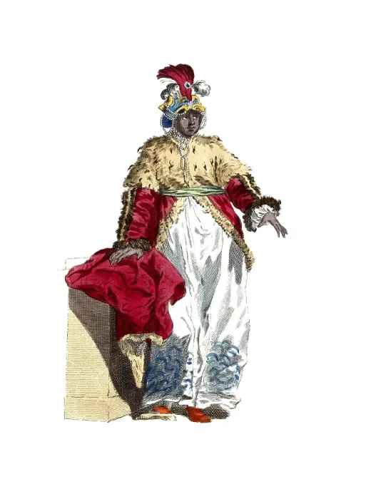 Framed Print : Historical clothing, fashion over time, style of dress of the black sultana in 1749, digitally restored reproduction of a model from the 18th / 19th century, exact date unknown, person in traditional fur-trimmed robe with red cloak Framed Print : Historical clothing, fashion over time, style of dress of the black sultana in 1749, digitally restored reproduction of a model from the 18th / 19th century, exact date unknown, person in traditional fur-trimmed robe with red cloak