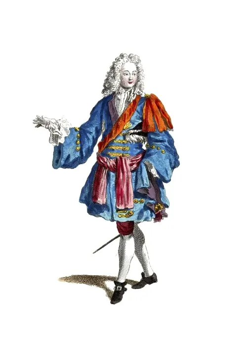 Framed Print : Historical clothing, fashion over time, clothing of the Duke of Burgundy in 1700, France, digitally restored reproduction of a model from the 18th / 19th century, exact date unknown, elegant man in baroque costume with white wig, Europe Framed Print : Historical clothing, fashion over time, clothing of the Duke of Burgundy in 1700, France, digitally restored reproduction of a model from the 18th / 19th century, exact date unknown, elegant man in baroque costume with white wig, Europe