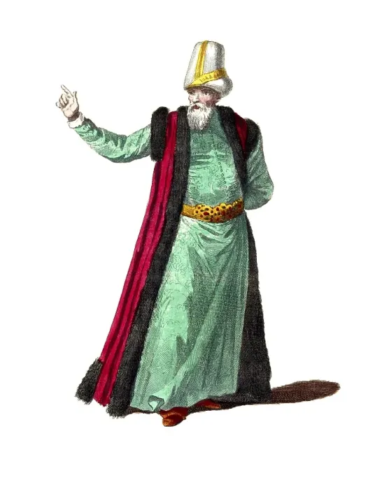 Framed Print : Historical clothing, fashion over time, The ceremonial dress of the Grand Vizier in 1700, digitally restored reproduction of an 18th / 19th century model, exact date unknown, man in green robe with energetic gesture Framed Print : Historical clothing, fashion over time, The ceremonial dress of the Grand Vizier in 1700, digitally restored reproduction of an 18th / 19th century model, exact date unknown, man in green robe with energetic gesture