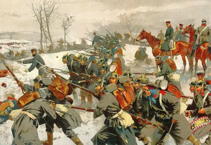 Framed Print : Historical drawing, German soldiers with General August von Werder