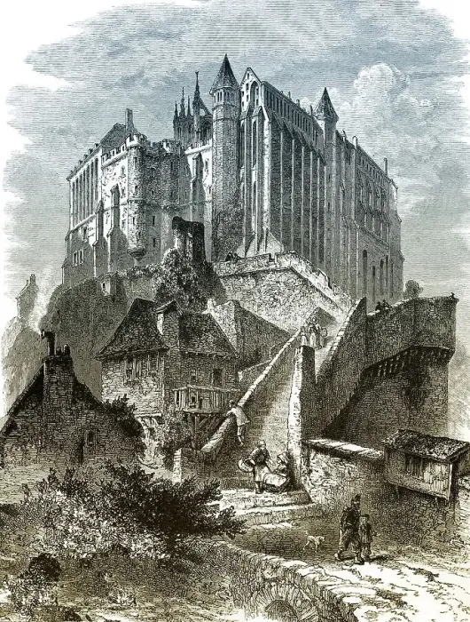 Framed Print : Historical drawing, Le Mont-Saint-Michel