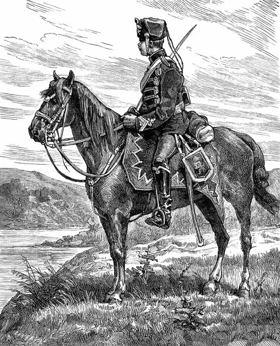 Framed Print : Historical drawing, a Prussian Hussar