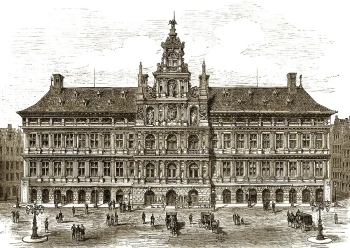 Framed Print : Historical drawing, town hall of Antwerp