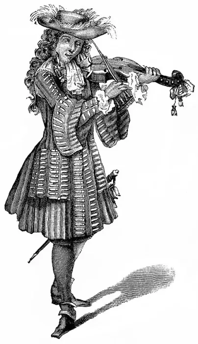 Framed Print : Historical drawing, violinist from the Vingt-quatre Violons du Roy or Roi