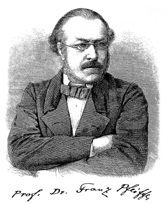 Framed Print : Historical engraving, portrait with autograph of Franz Pfeiffer