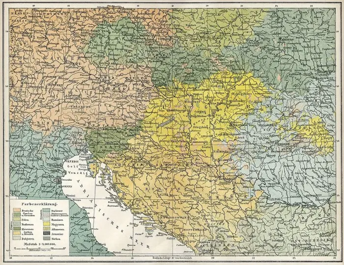 Framed Print : Historical, ethnological map of Austria-Hungary
