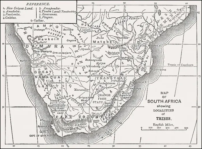 Framed Print : Historical ethnological map of South Africa Framed Print : Historical ethnological map of South Africa