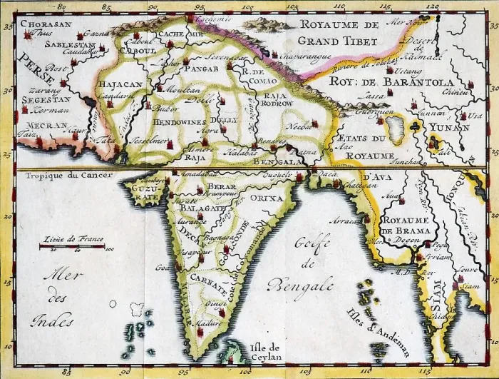 Framed Print : Historical, hand-coloured map, engraving Framed Print : Historical, hand-coloured map, engraving