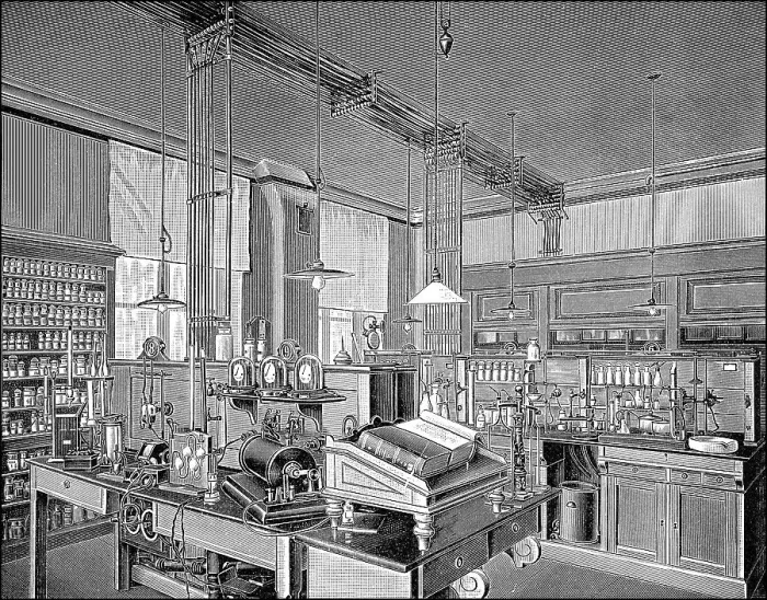 Framed Print : Historical illustration, 1899, laboratory for Electrochemistry