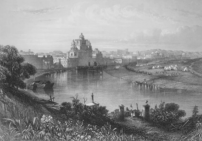 Framed Print : Historical illustration, Chuttur Munzil or Chattar Manzil Palace of the Nawabs at Gomti Framed Print : Historical illustration, Chuttur Munzil or Chattar Manzil Palace of the Nawabs at Gomti