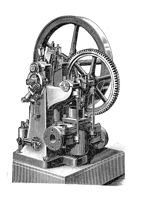 Framed Print : Historical illustration of gas engines Framed Print : Historical illustration of gas engines